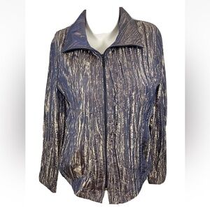 Staples womens full zip gold blue long sleeve blazer jacket size small S
